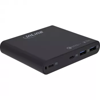 InLine USB power supply, GaN charger, 4-port, 2x USB-C + 2x USB-A, 120W, white