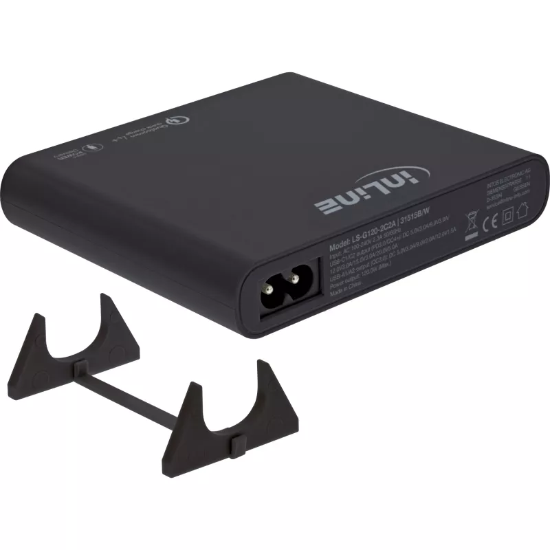 InLine USB power supply, GaN charger, 4-port, 2x USB-C + 2x USB-A, 120W, white