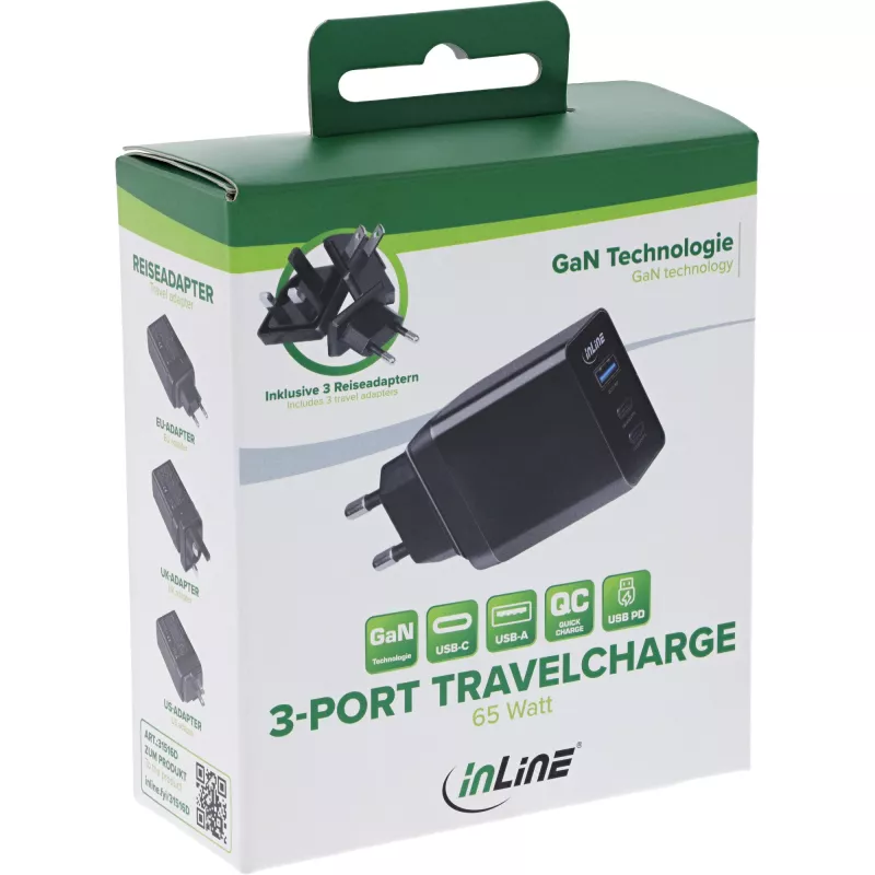 InLine 31516D mobile device charger Universal Black AC Fast charging Indoor