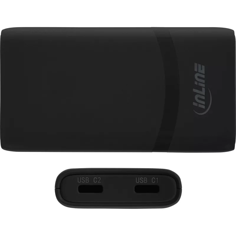 USB Power Supply Charger InLine 31519B Dual USB-C 65W power adapter with two USB-C ports