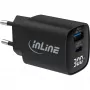 InLine USB PD power supply, GaN charger, 2-port, USB-C + USB-A, 30W, w/ display