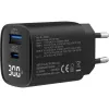 InLine USB PD power supply, GaN charger, 2-port, USB-C + USB-A, 30W, w/ display