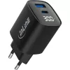 InLine USB PD power supply, GaN charger, 2-port, USB-C + USB-A, 30W, w/ display