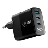 InLine USB PD power supply, GaN charger, 3-port, USB-C + USB-A, 65W, w/ display