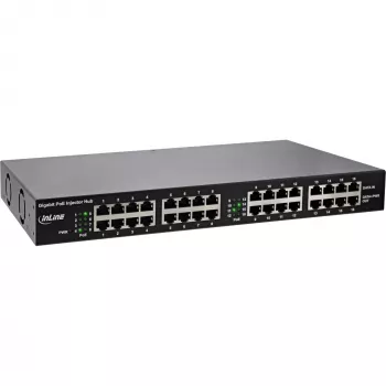InLine PoE+ Gigabit Injector Hub 16 Port PoE+, 19 Inch1U, brackets included, 2 fans