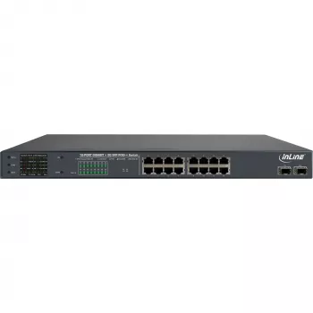 InLine PoE+ Gigabit Network Switch 24 port, 1 Gb/s, 2xSFP,19 Inch1U(incl. brackets)