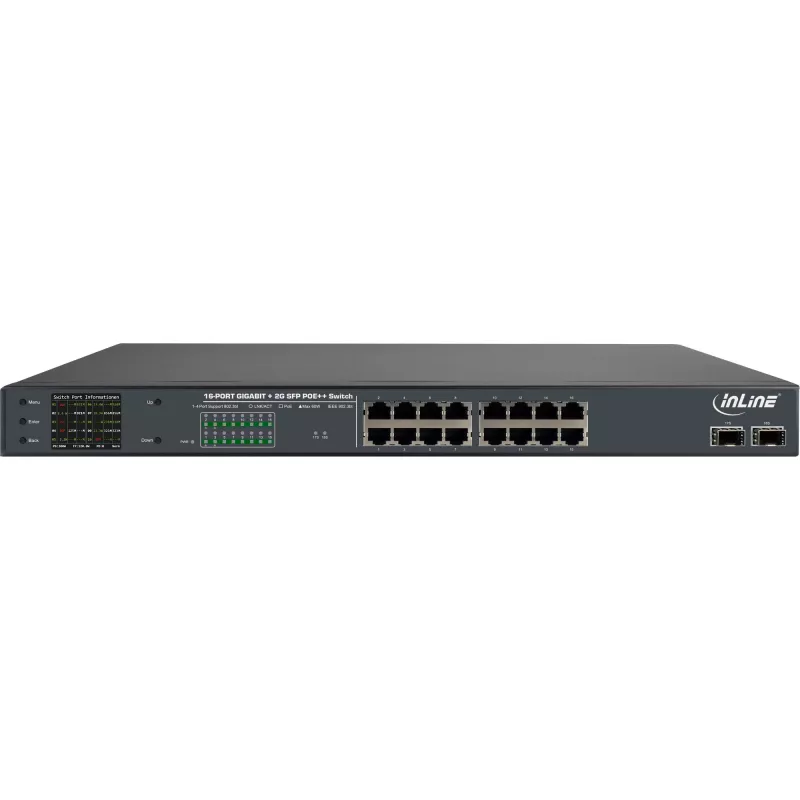 InLine PoE+ Gigabit Network Switch 24 port, 1 Gb/s, 2xSFP,19 Inch1U(incl. brackets)