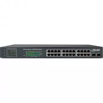InLine PoE+ Gigabit Network Switch 24 port,1 Gb/s, 2xSFP,19 Inch1U (incl. brackets)