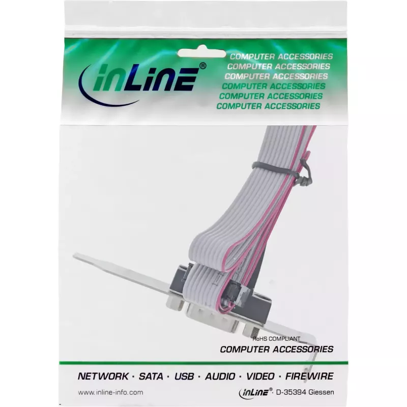 InLine Slot Bracket DB9male to 10 Pin Internal header direct 1:1 0.6m