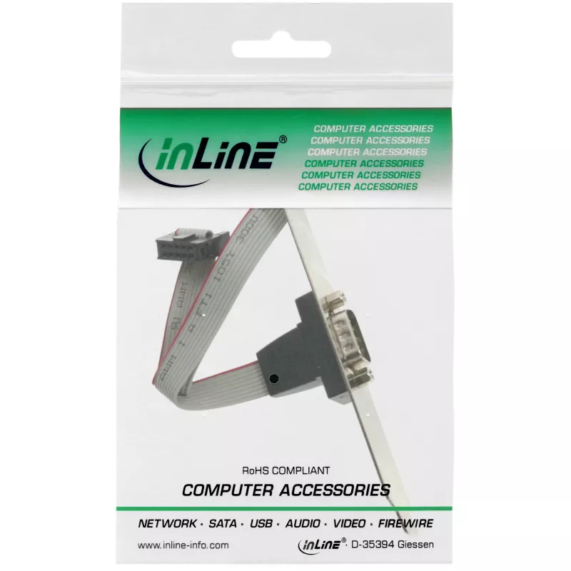 InLine Slot Bracket DB9 male to 10Pin internal female, 0.25m