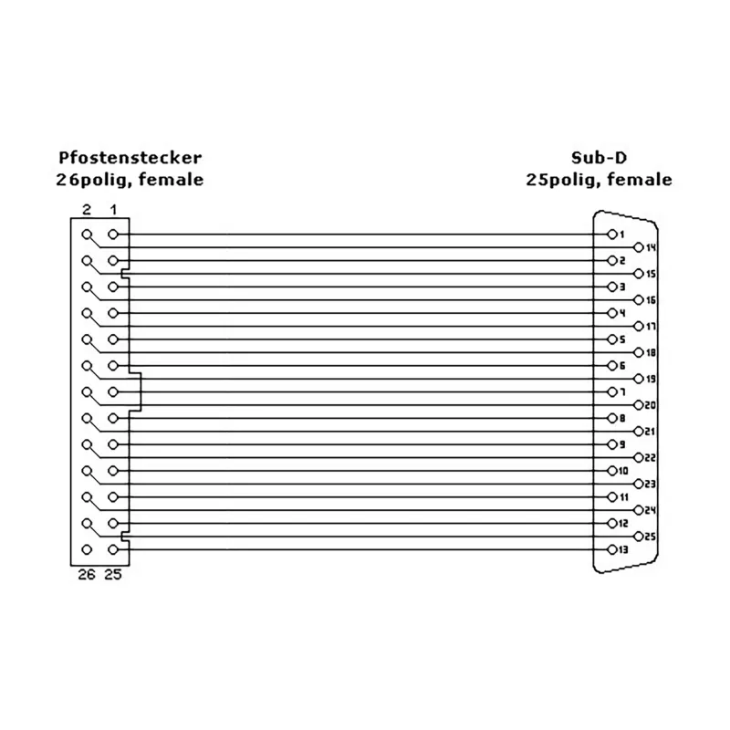 InLine Slot Bracket DB25 female / 26 Pin Header 0.34m, bulk
