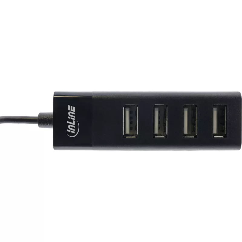 InLine USB 2.0 4-Port Hub, Type-A male to 4x Type-A female, black, 30cm, slim