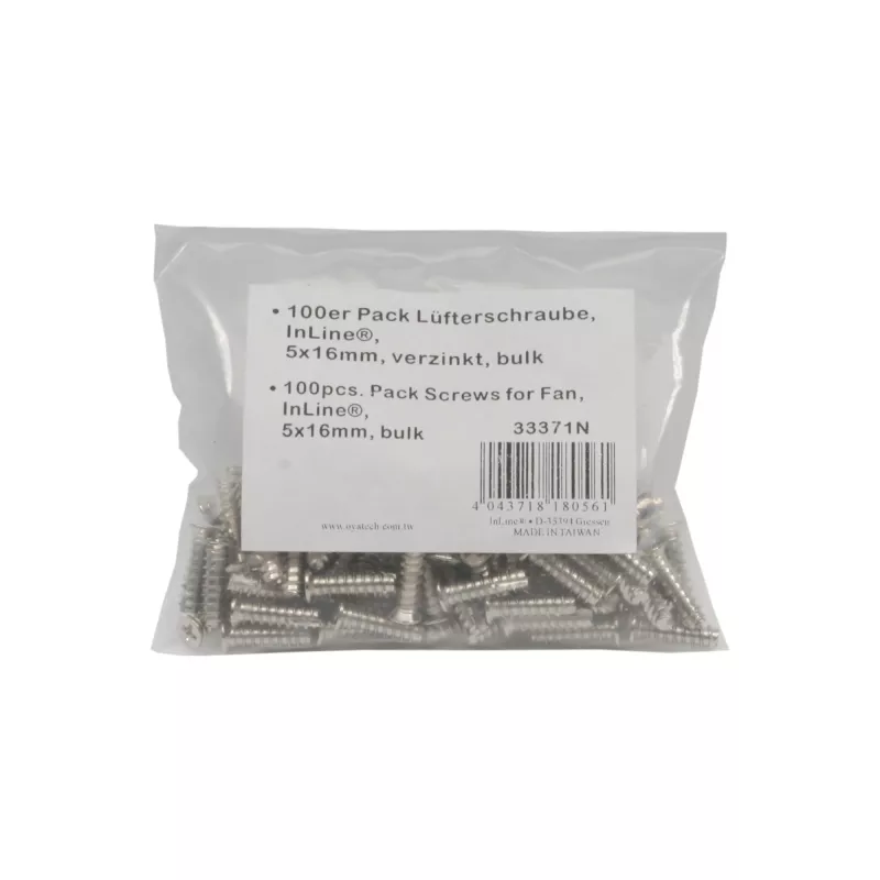 InLine Fan Screws 5x16mm silver 100 pcs. pack