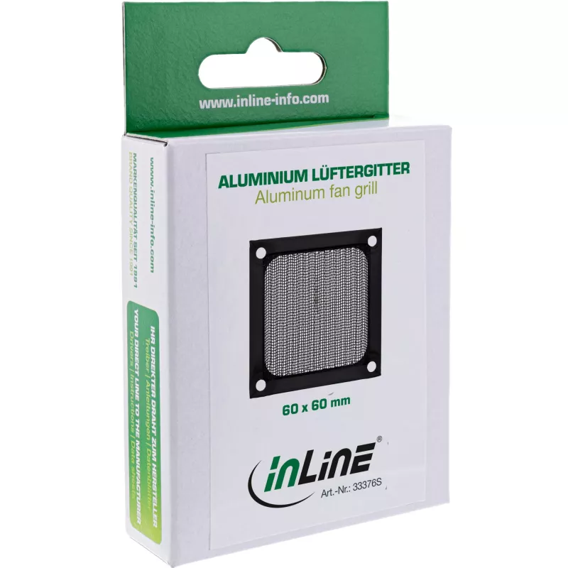 InLine Fan grid aluminum filter, black, 60x60mm