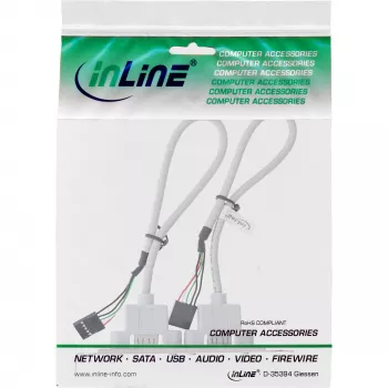 InLine Slot Bracket 2x USB 2.0 Type A female to 2x 5 Pin internal header 0.3m