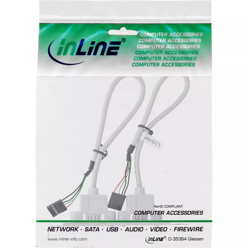 InLine Slot Bracket 2x USB 2.0 Type A female to 2x 5 Pin internal header 0.3m