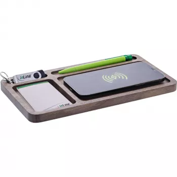 Organizer InLine WoodCharge with Qi charging surface USB power source