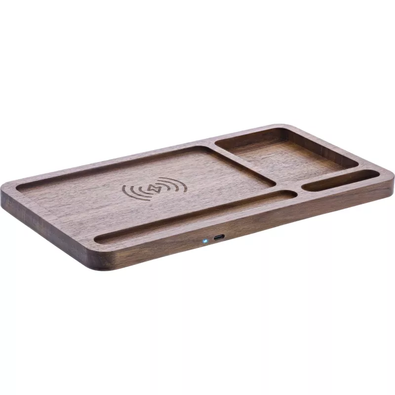 Organizer InLine WoodCharge with Qi charging surface USB power source