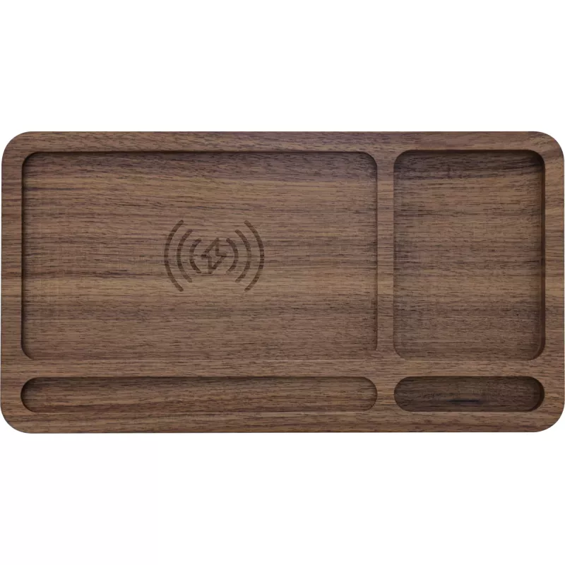 Organizer InLine WoodCharge with Qi charging surface USB power source