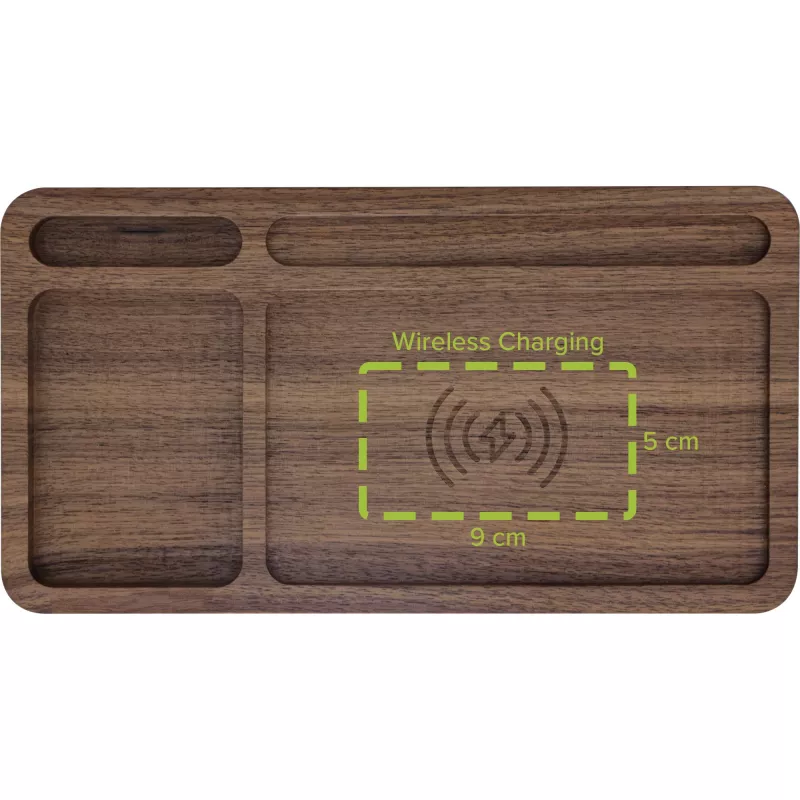 Organizer InLine WoodCharge with Qi charging surface USB power source
