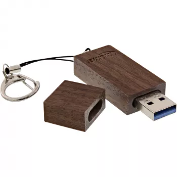 InLine USB 3.0 Flash drive, woodline walnut, with Keychain, 8GB