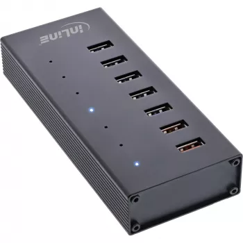 InLine USB 3.2 Gen.1 7 Port Hub Aluminium Case with 2.5A Power Supply, black