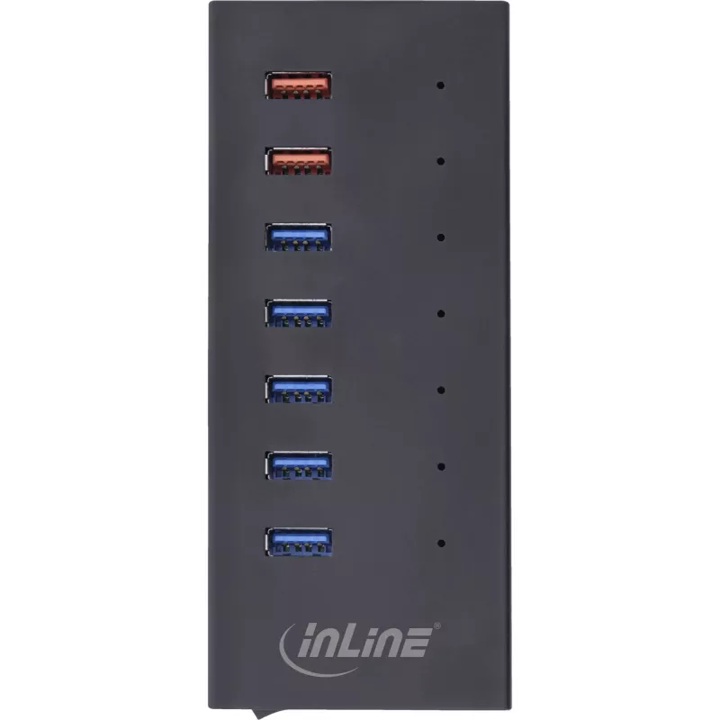InLine USB 3.2 Gen.1 7 Port Hub Aluminium Case with 2.5A Power Supply, black
