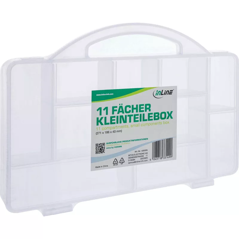 InLine Small Components Box ,11 compartments, 271x186x40mm, transparent