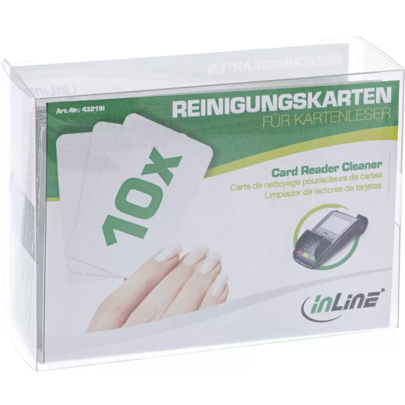 Cleaning cards for magnetic card reader InLine 10 pcs — white, for hard-to-reach places