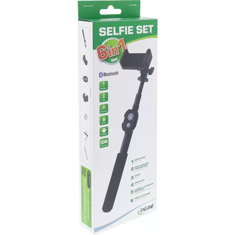 InLine Selfie Stick 4 Legs with Mini Tripod aluminium black max. 0.75m