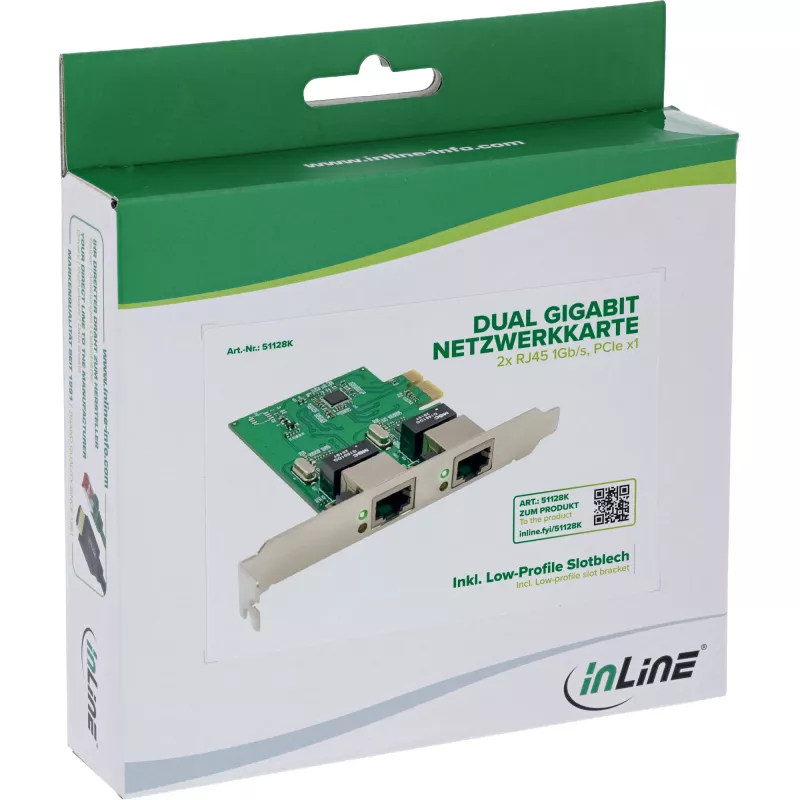 Network Card InLine 51128K Dual Gigabit 2x RJ45 PCIe x1