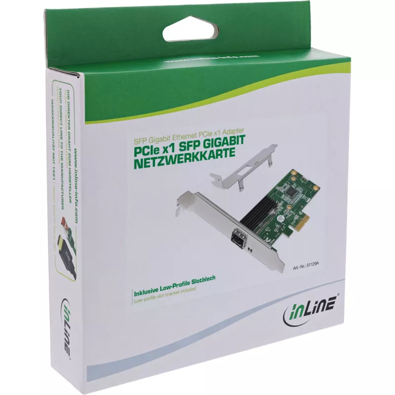 InLine Gigabit network card, 1x SFP, PCIe x1, incl. low profile slot bracket