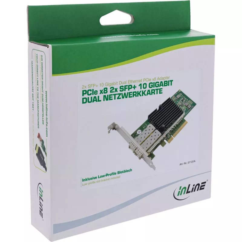 InLine Dual 10 Gigabit network card, 2x SFP+, PCIe x8, incl. LP bracket
