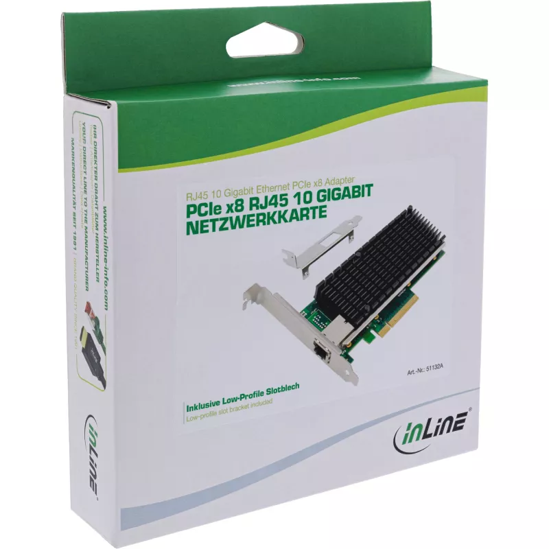 InLine 10-Gigabit network card, 1x RJ45 10Gb/s, PCIe x8, incl. LP bracket