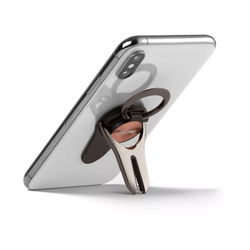 InLine smartphone 3-in-1 car holder, stand, finger holder, rosegold
