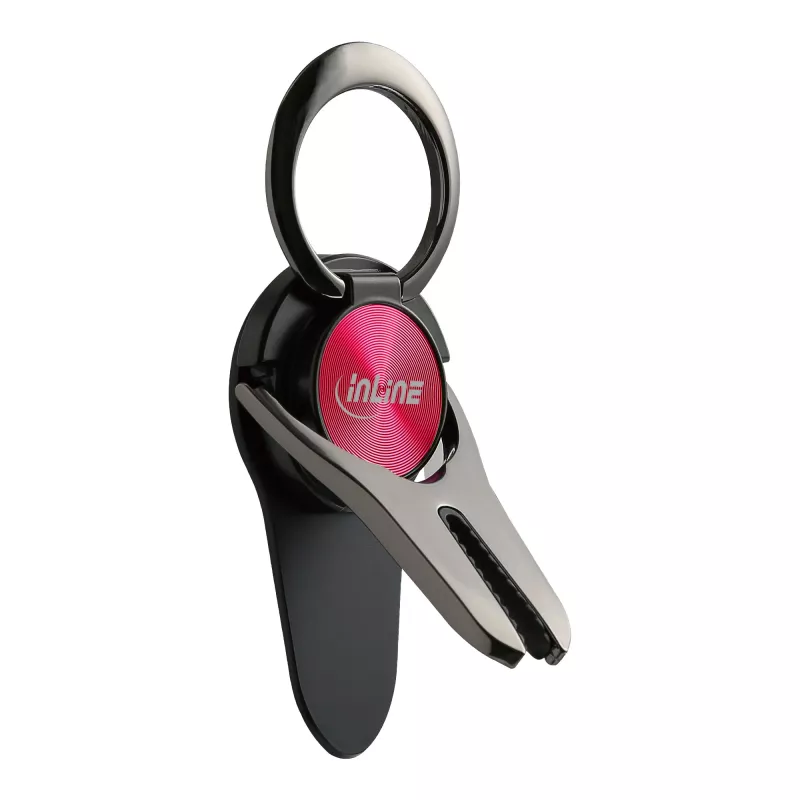 InLine smartphone 3-in-1 car holder, stand, finger holder, red