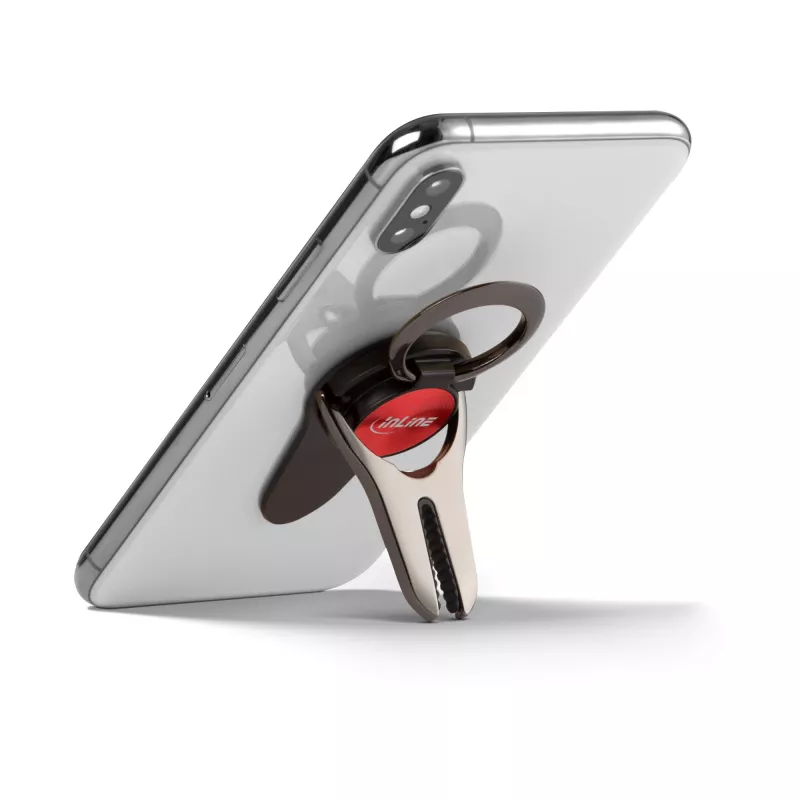 InLine smartphone 3-in-1 car holder, stand, finger holder, red