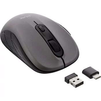 InLine Mouse 3-in-1, Bluetooth + 2x 2.4GHz, 5 buttons, optical, grey/black