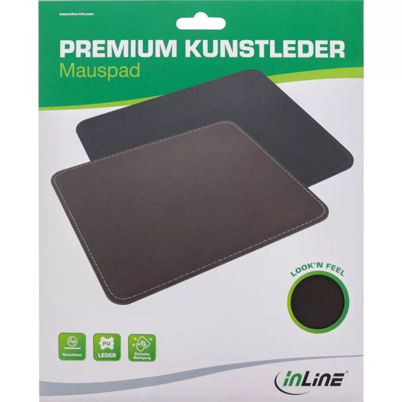 InLine Mouse Pad Premium PU Leather 255x220x3mm brown
