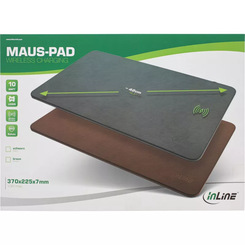 InLine Mouse pad, wireless charging, 370x225x7mm, black