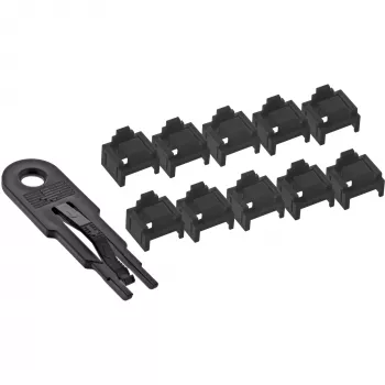 InLine RJ45 port blocker, starter set with 10 blockers and key, black