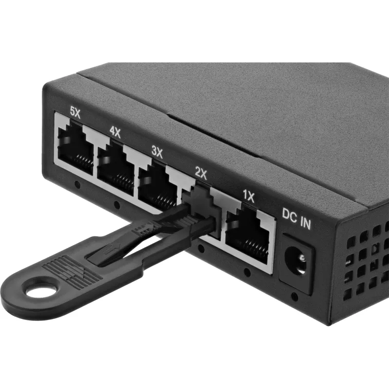 InLine RJ45 port blocker, starter set with 10 blockers and key, black