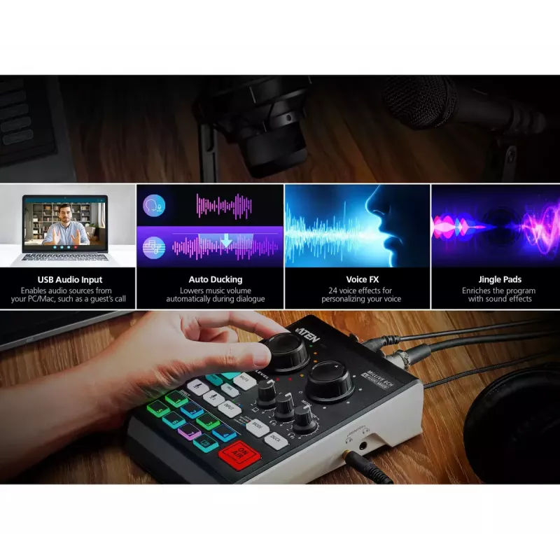 Audio Mixer ATEN MicLIVE 6-CH 6 Channels 24 bit 96 kHz