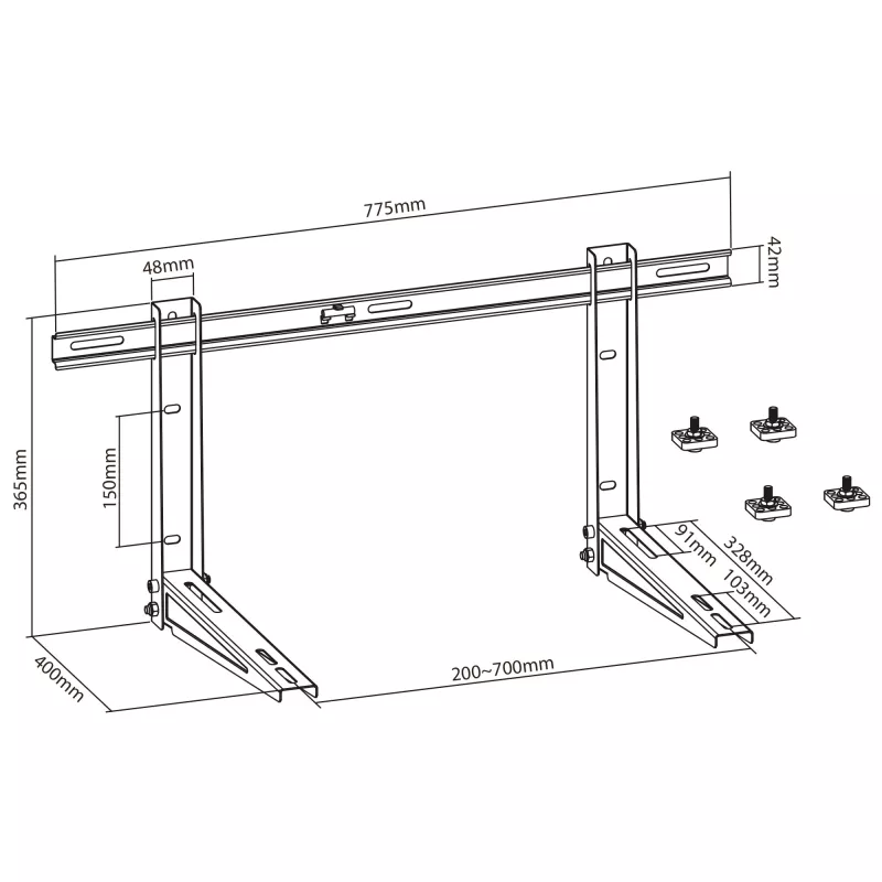 Air conditioner support bracket InLine white 775mm 400mm 365mm