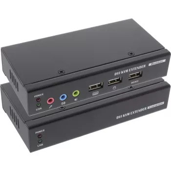 InLine DVI USB KVM Extender over TP Cable with Audio up to 50m