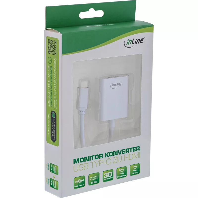 InLine USB Display converter, USB-C male to HDMI female (DP Alt Mode) 4K/60Hz