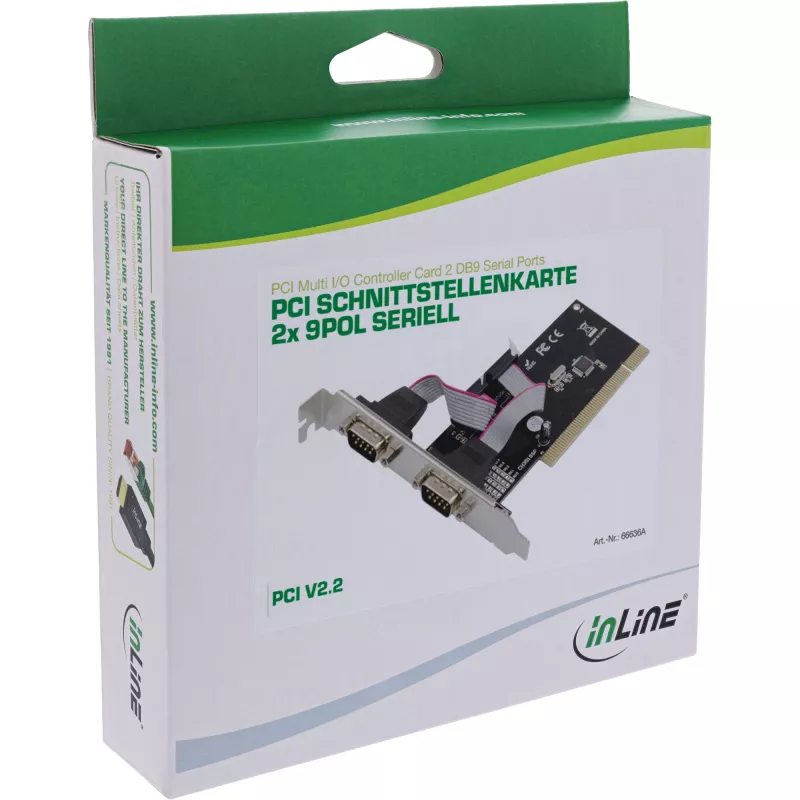 InLine PCI Multi I/O Controller Card 2 DB9 Serial Ports