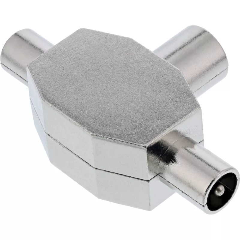 InLine Antenna T-Splitter for TV 1x Coax female to 2x Coax male 69914