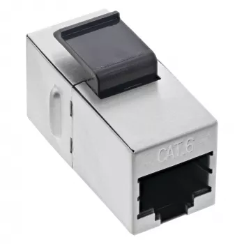 InLine RJ45 module female-to-female SNAP-In Cat.6 STP, black/silver