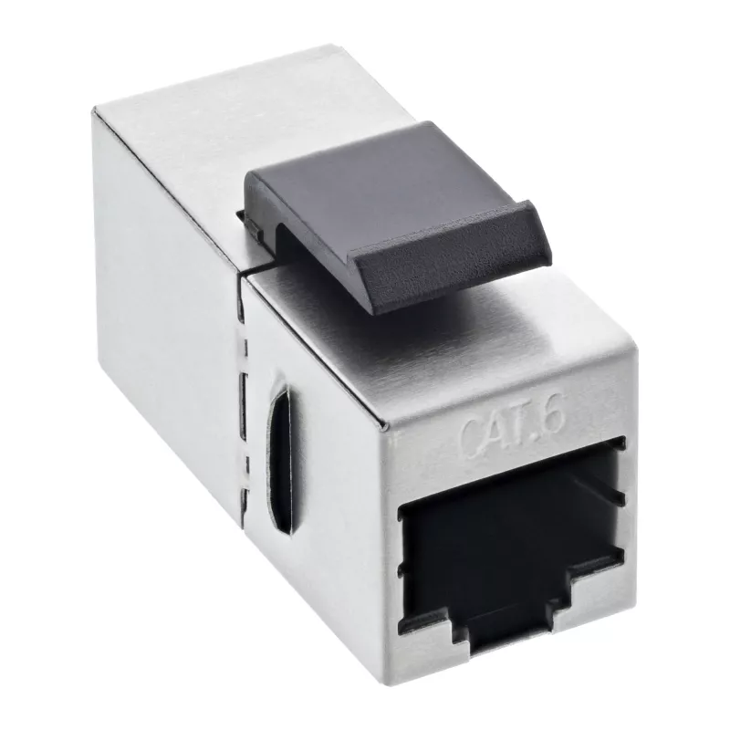 InLine RJ45 module female-to-female SNAP-In Cat.6 STP, black/silver